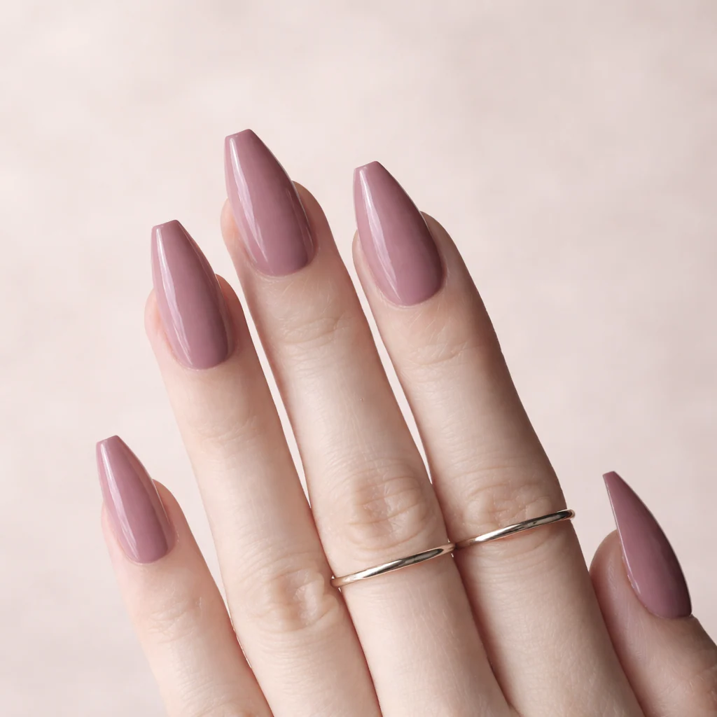 Faux Ongles Taupe Ballerine Mi-Longs